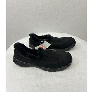 Cozy Danskin Now Womens 7.5 Black Faux Fur Lined Memory Foam Slip On Shoes NWT